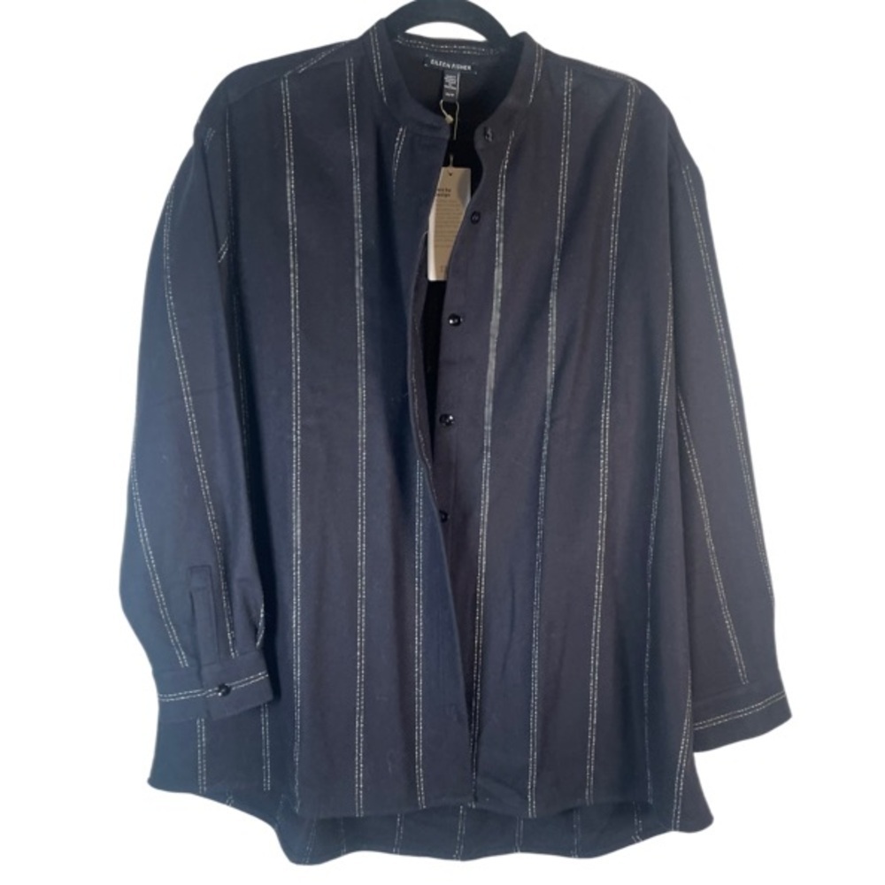 Black Striped Button-Up Shirt